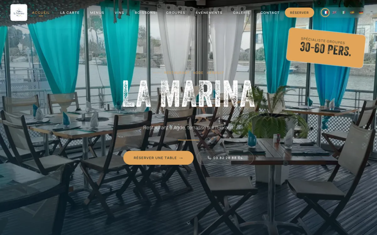Aperçu site La Marina, restaurant en terrasse à Agde