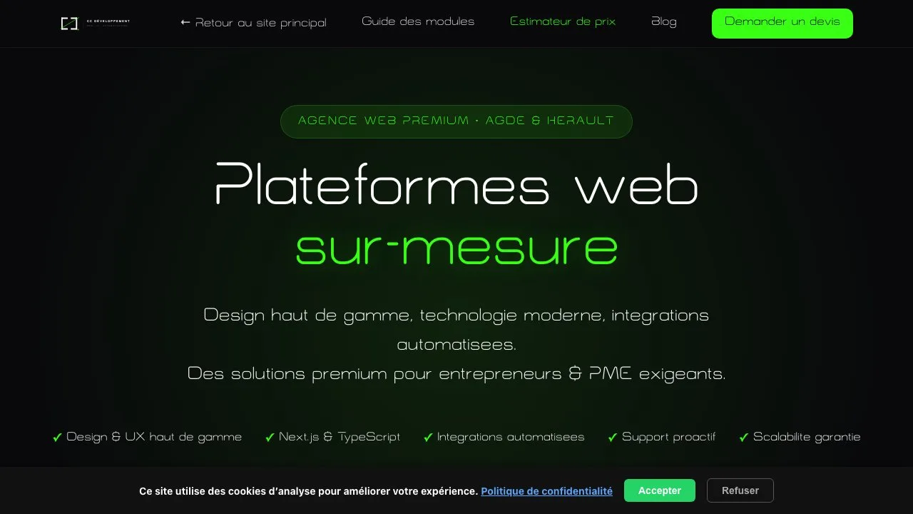 Tarifs site vitrine TPE 2026